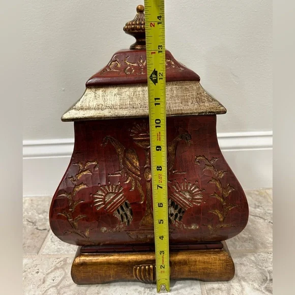 Wooden Ornate Carved Engraved Footed Large TrinketKeepsake Box With Lid